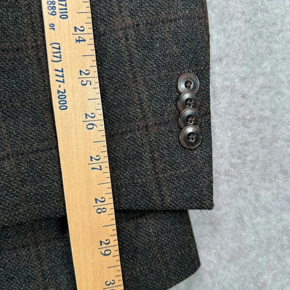 JOS A BANK Brr Comfort 46 XLong Wool Tweed Plaid Sport Coat Jacket Elbow Patches